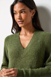 Ro&Zo Olive Green V-Neck Textured Knit Dress - Image 2 of 7