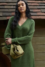 Ro&Zo Olive Green V-Neck Textured Knit Dress - Image 7 of 7