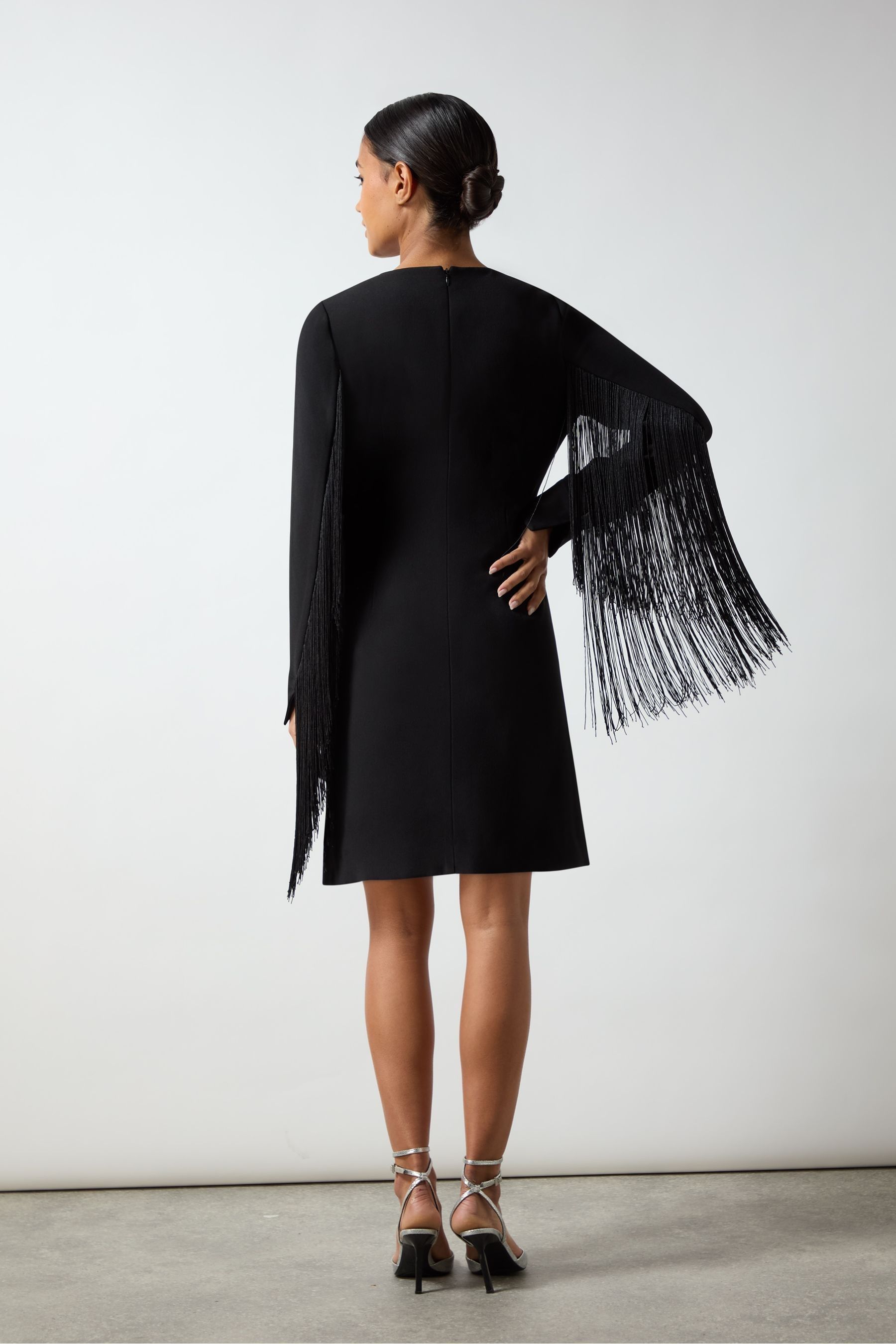 Ro Zo Black Carolina Mini Fringe Dress