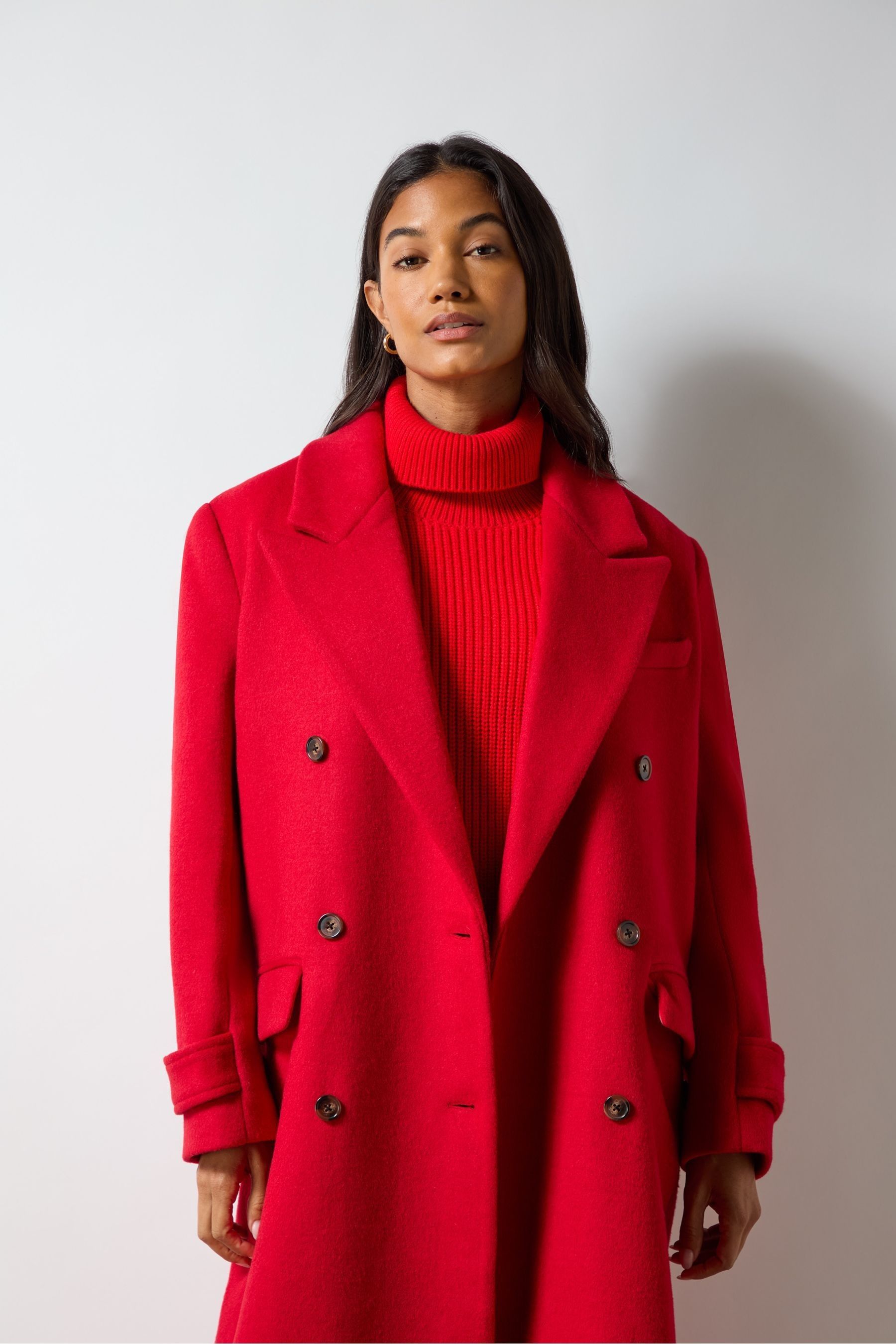 Double breasted red coat 2025