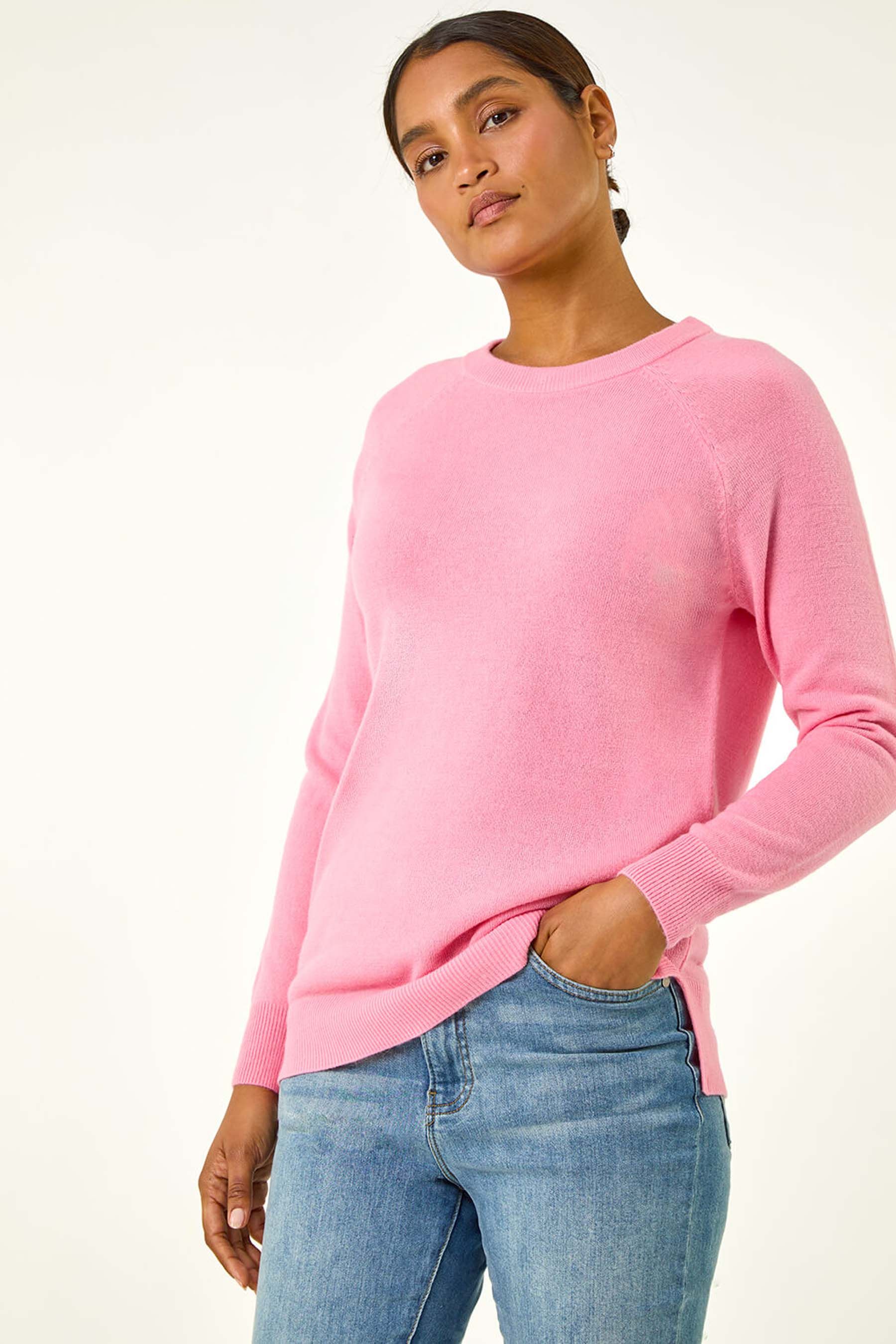 Plain pink jumper deals