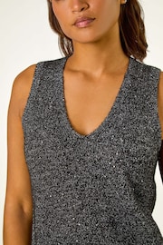 Roman Black Sequin Embellished Knit Vest - Image 5 of 5