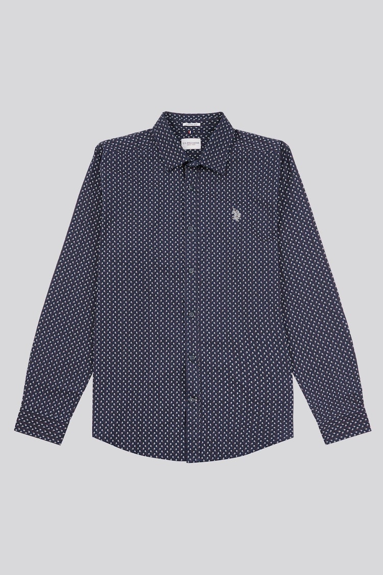 U.S. Polo Assn. Mens Blue Printed Shirt - Image 1 of 4