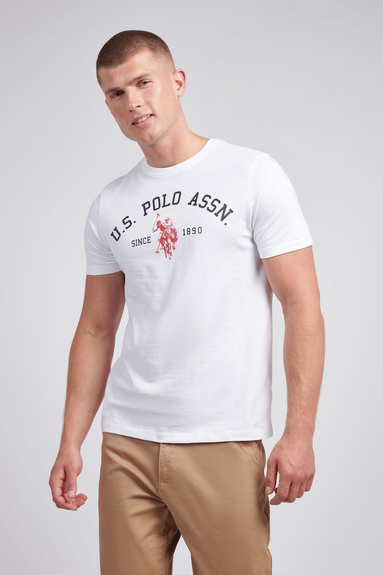 U.S. Polo Assn White U.S. Polo Assn. Mens Signature 100% Cotton Arch Print White T-Shirt - Image 1 of 6