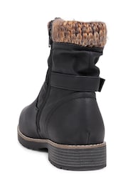 Pavers Black Knitted Cuff Ankle Boots - Image 3 of 5