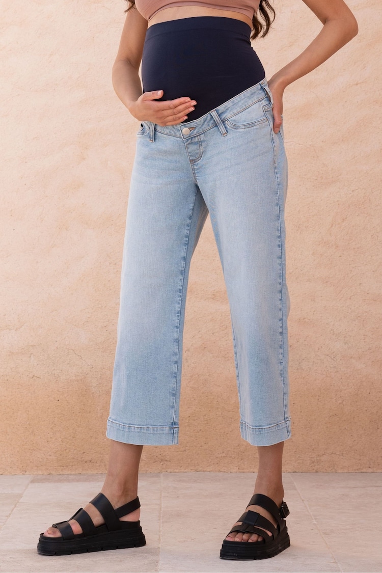 Seraphine Blue Maternity Cropped Straight Leg Jeans - Image 1 of 3