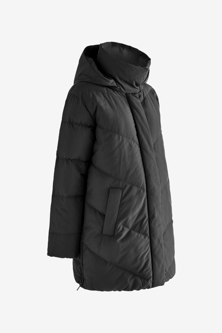 Seraphine Maternity Short Chevron Puffer Black Coat - Image 2 of 4