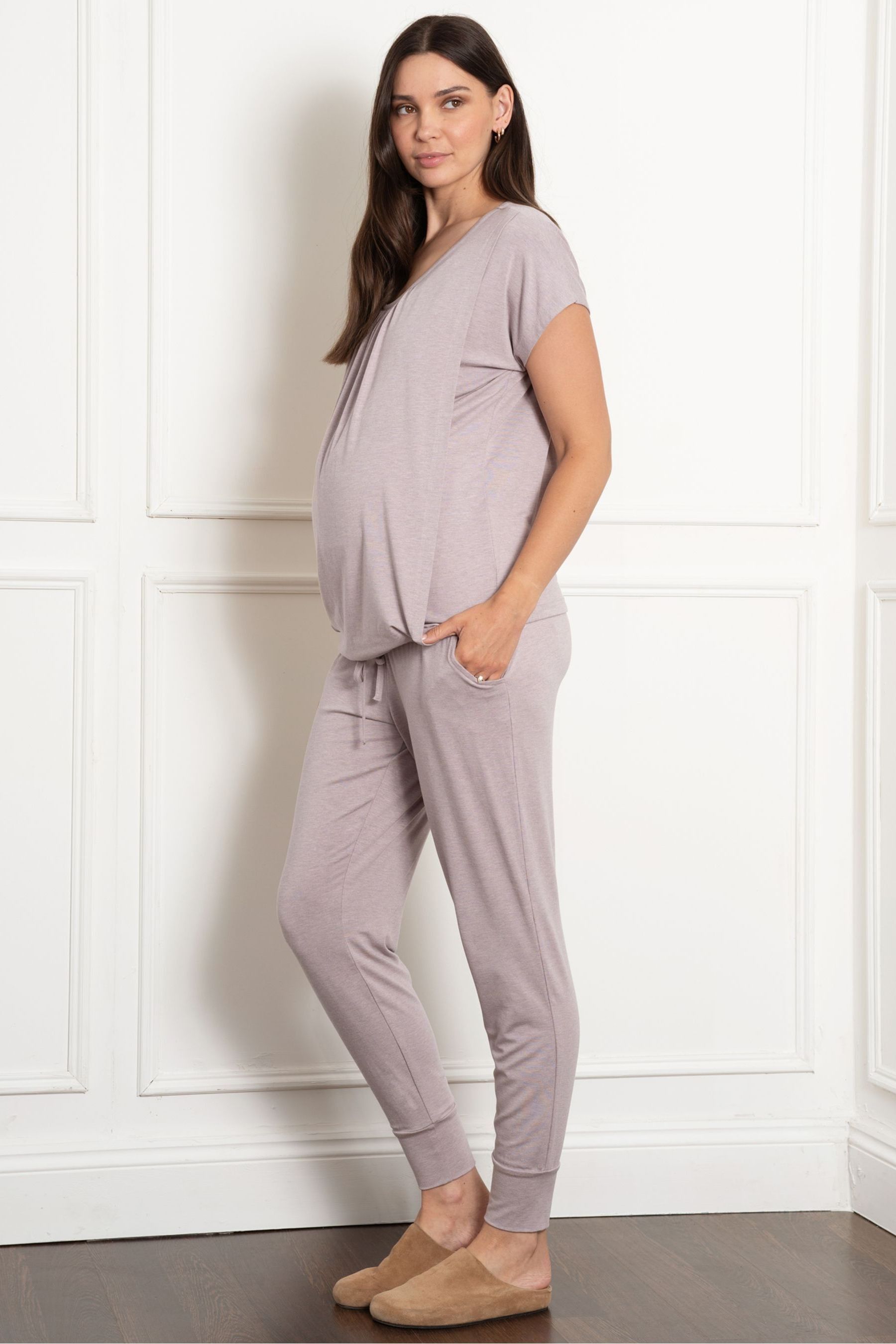 Buy Seraphine Maternity Purple Nursing Loungewear Pyjama Top and Trousers Set from Next Luxembourg