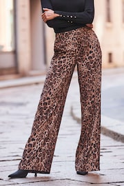 Sosandar Brown Leopard Print Wide Leg Trousers - Image 2 of 5