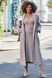 Sosandar Natural Fitted Longline Coat - Image 2 of 5