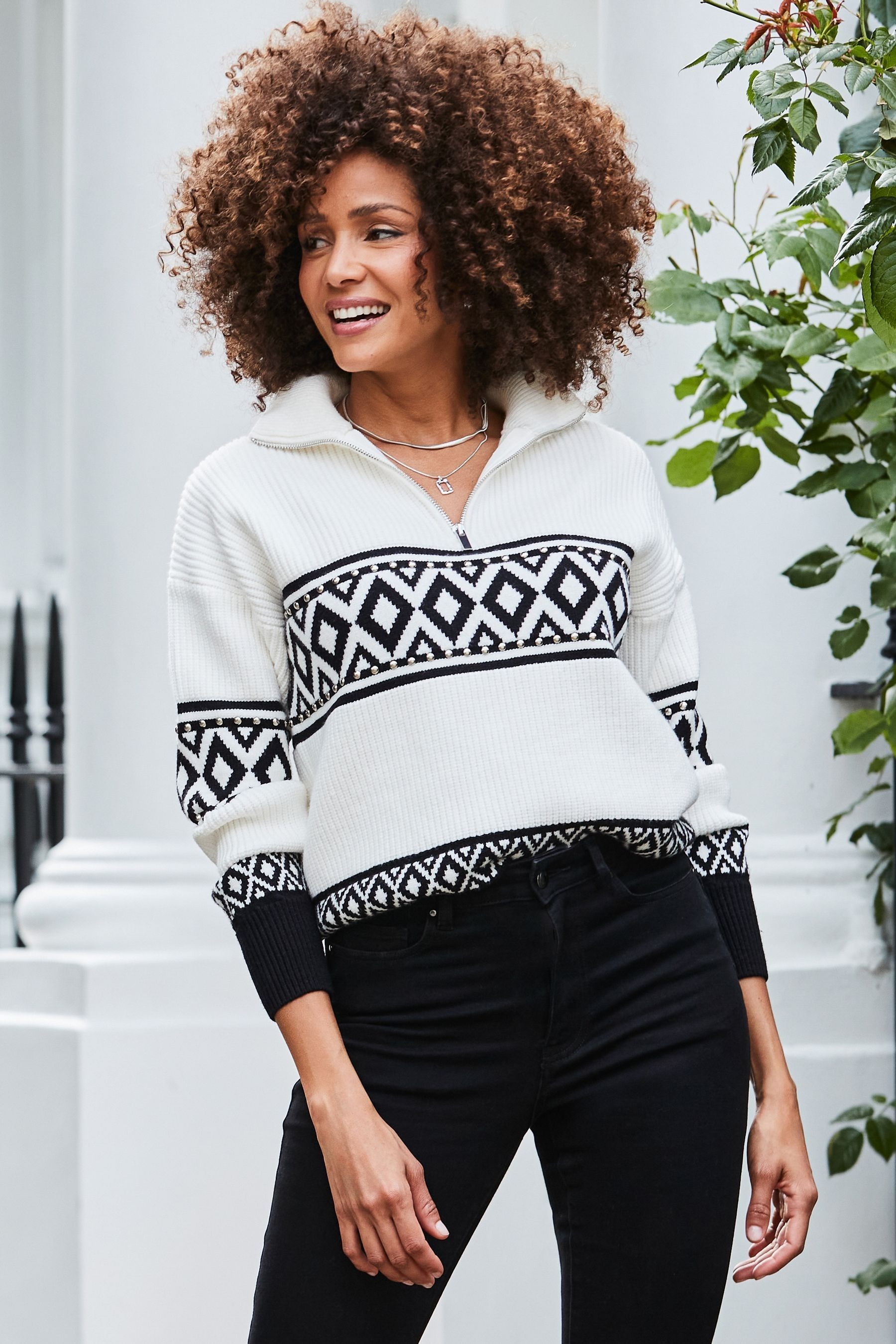 Buy Sosandar White Detailed Roll Neck Jumper from Next Malta