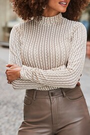 Sosandar Cream Roll Neck Knitted Top - Image 4 of 4