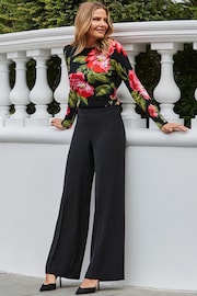 Sosandar Black High Waisted Wide Leg Trousers - Image 5 of 5