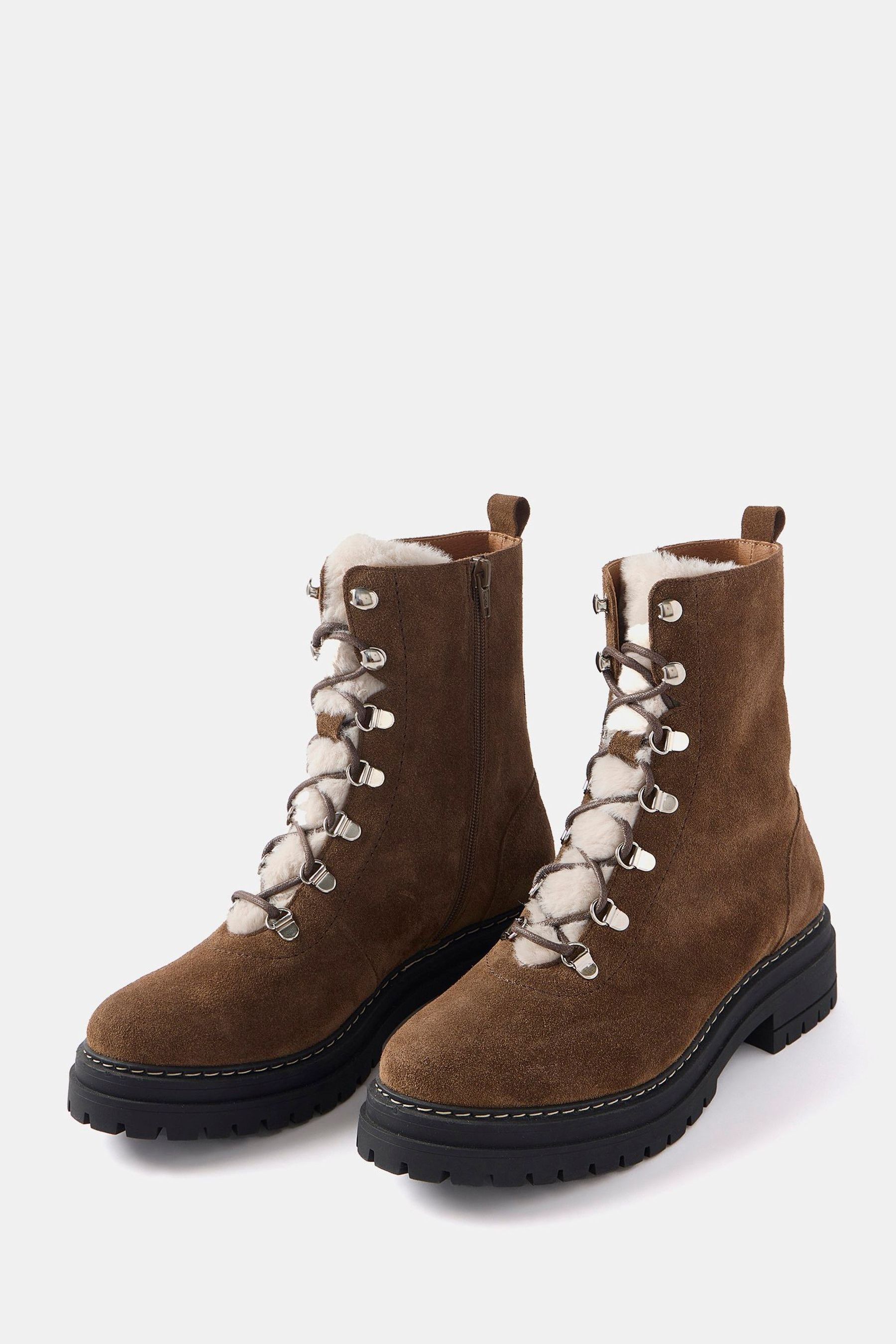Mint Velvet Brown Suede Hiking Boots