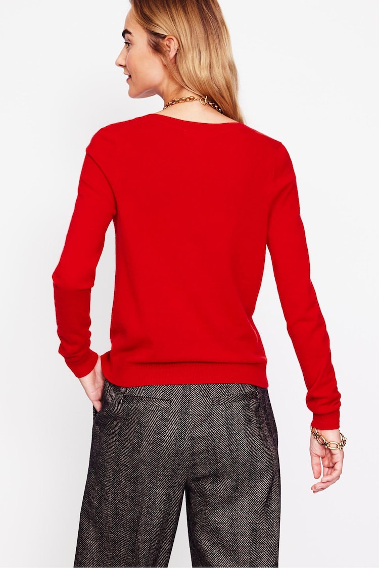 Boden Red Eva Cashmere Crew Cardigan - Image 2 of 6