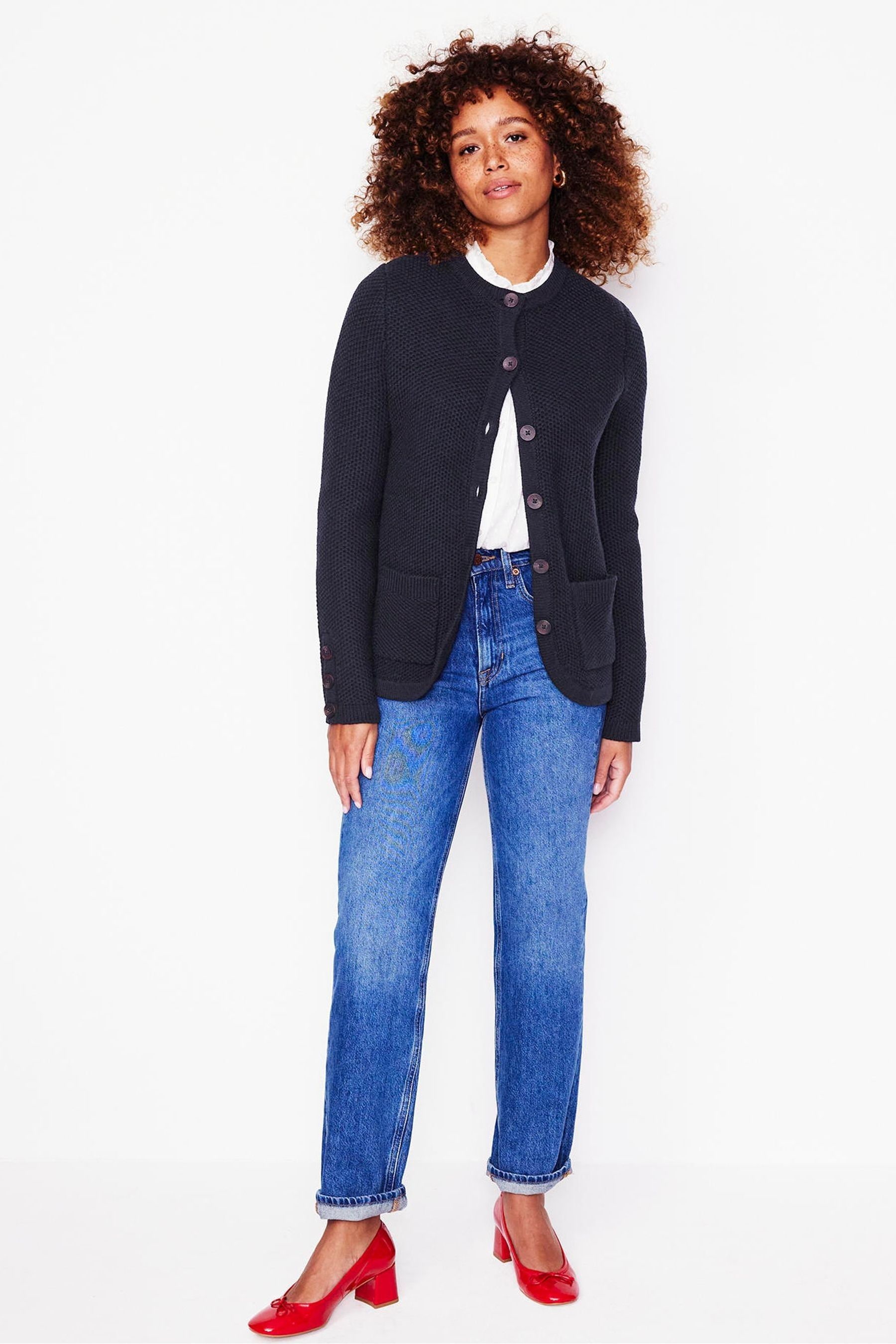 Buy Boden Blue Textured Stitch Cardigan from Next Luxembourg