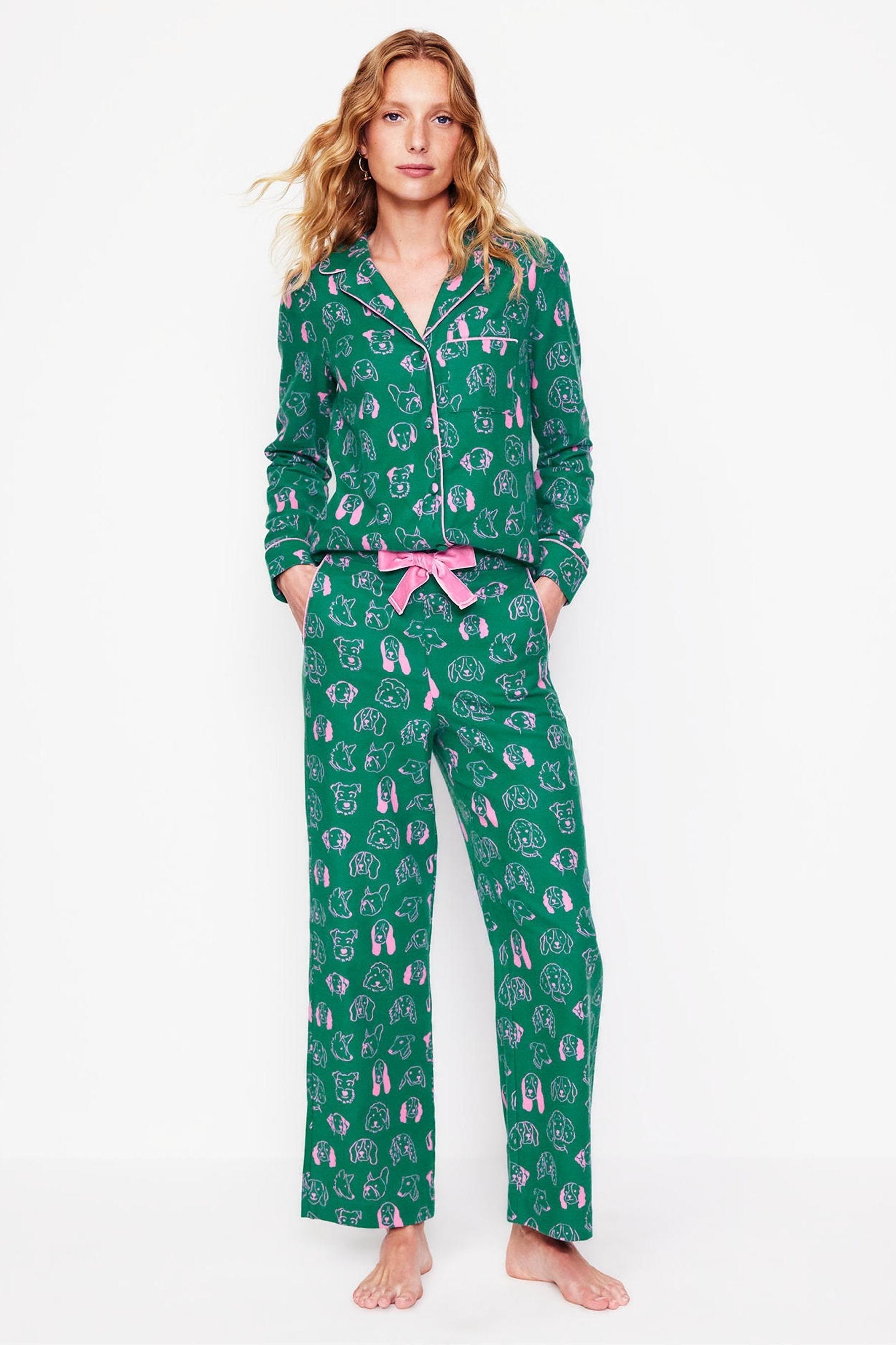 Boden Green Brushed 100 Cotton Pyjamas Shirt
