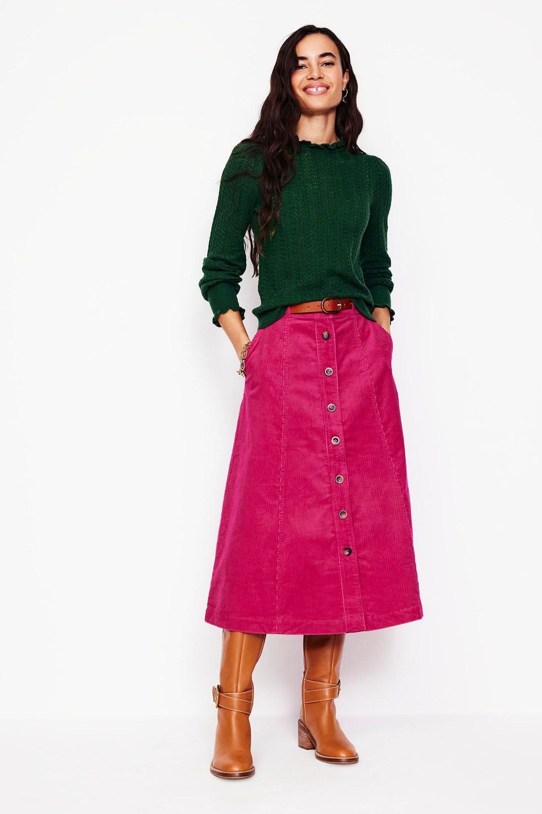 Pink cord midi skirt 2025