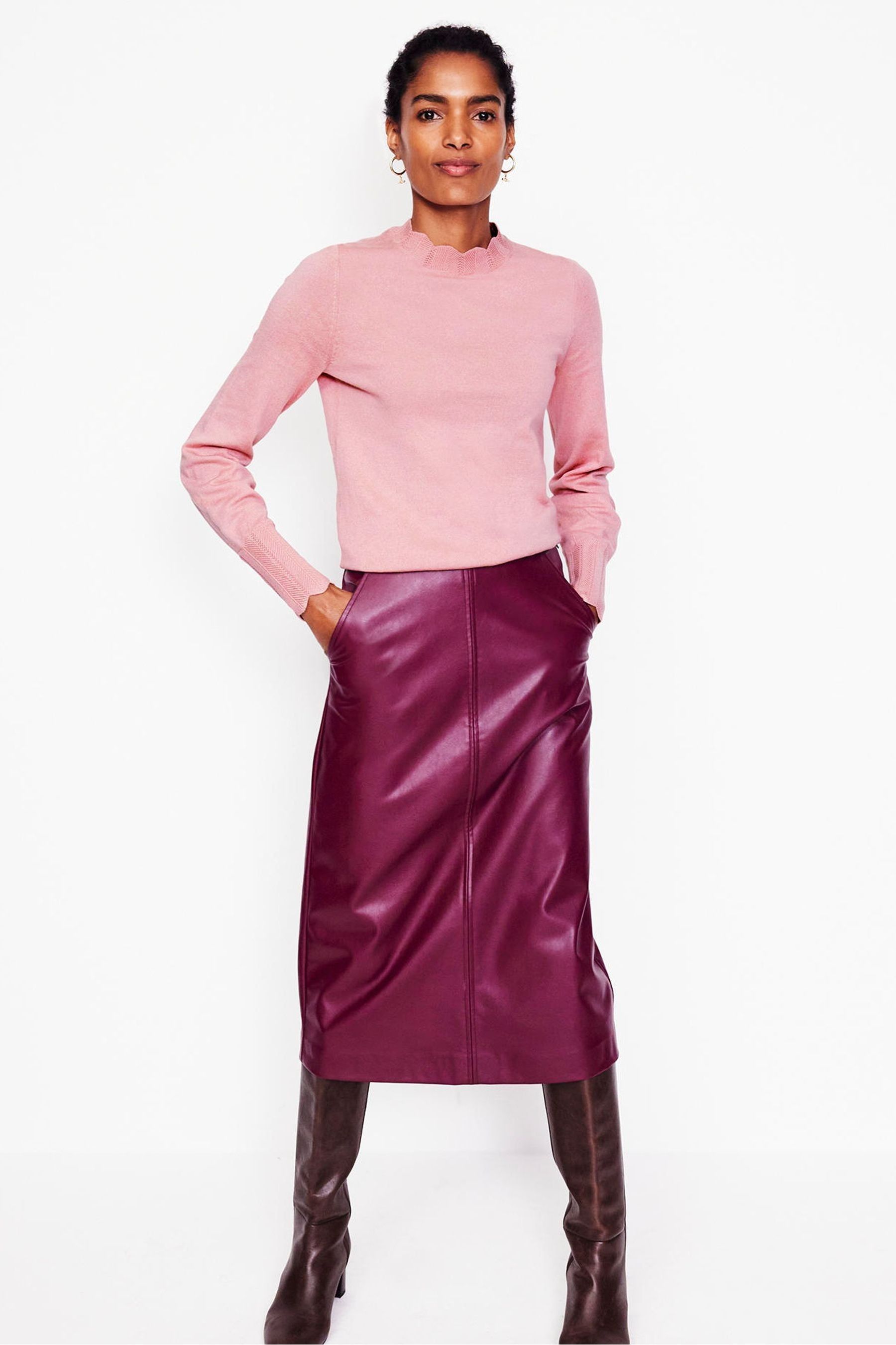 Buy Boden Pink Scalloped Jumper from Next Luxembourg