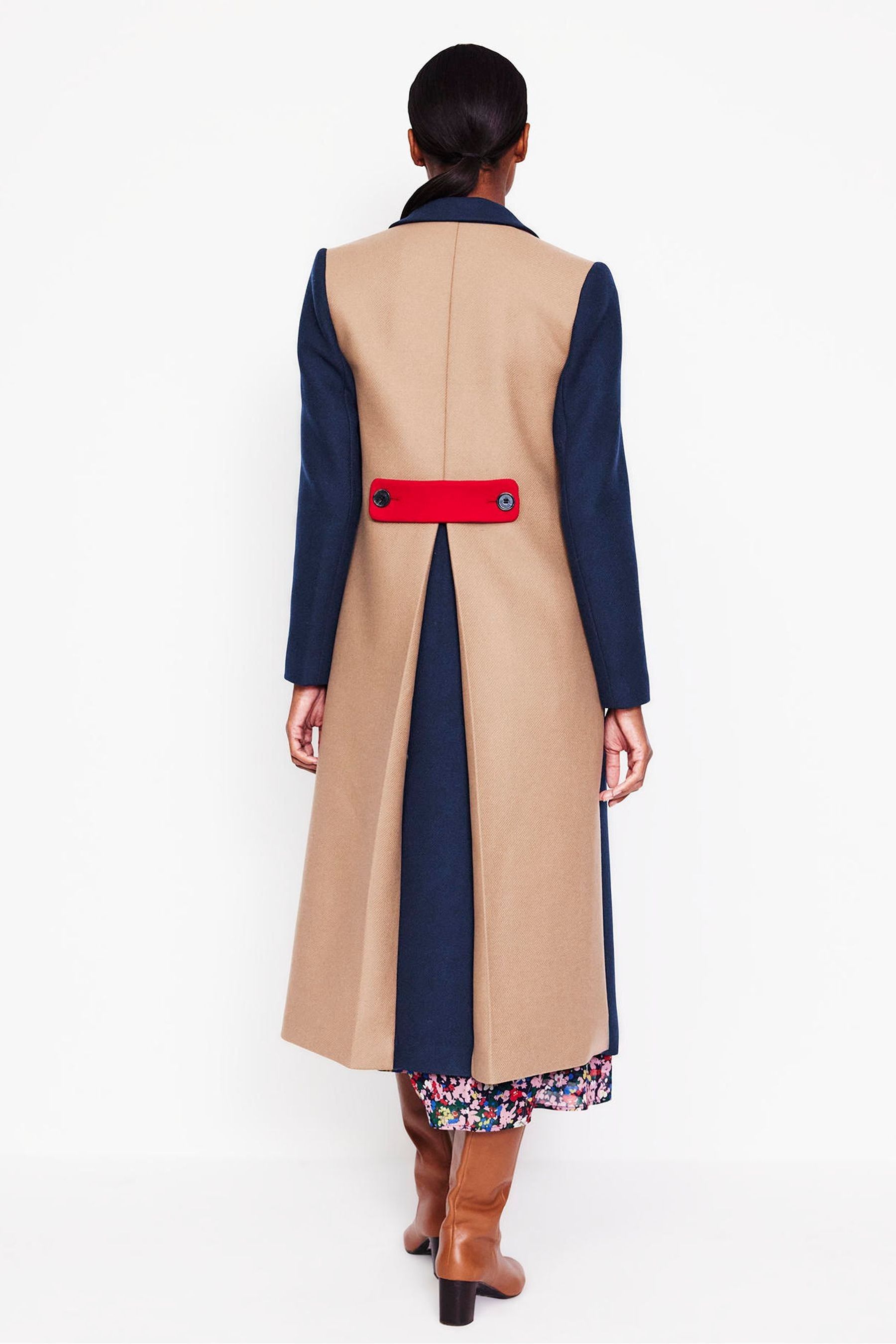 Boden Blue Colourblock Midi Coat