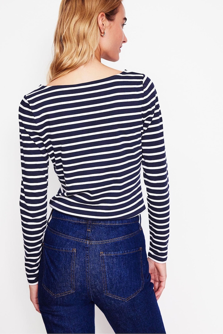 Boden Blue Festive Holly Ella Long Sleeve Breton T-Shirt - Image 2 of 4