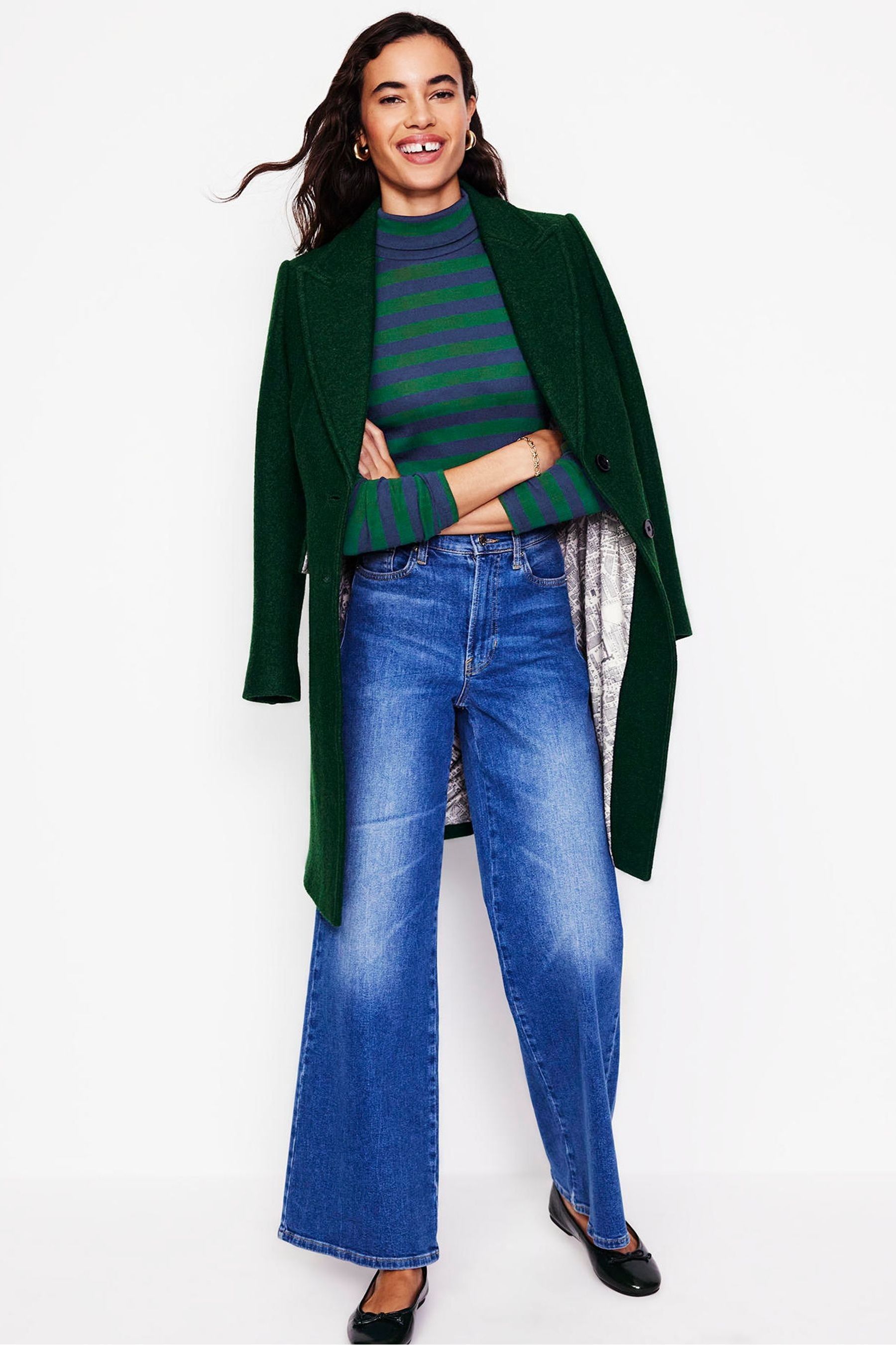 Buy Boden Green Anna Rib Roll Neck Top from Next Luxembourg