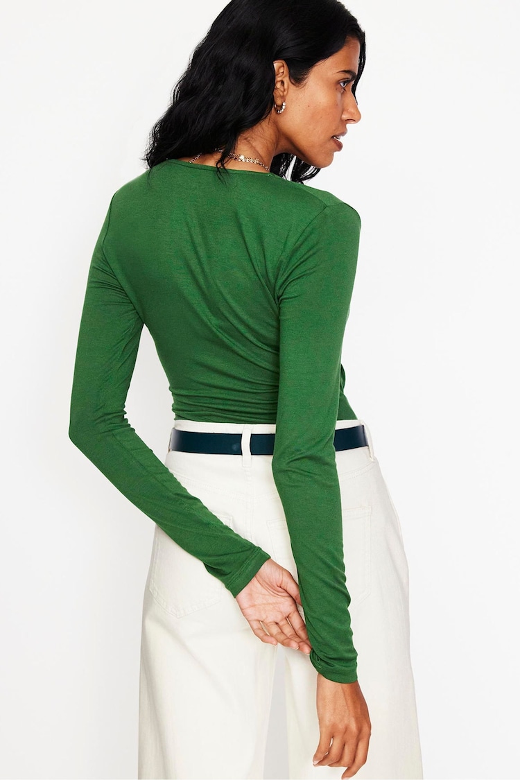 Boden Green Long Sleeve Wrap Top - Image 2 of 5