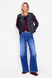 Boden Blue Biker Wax Jacket - Image 4 of 5