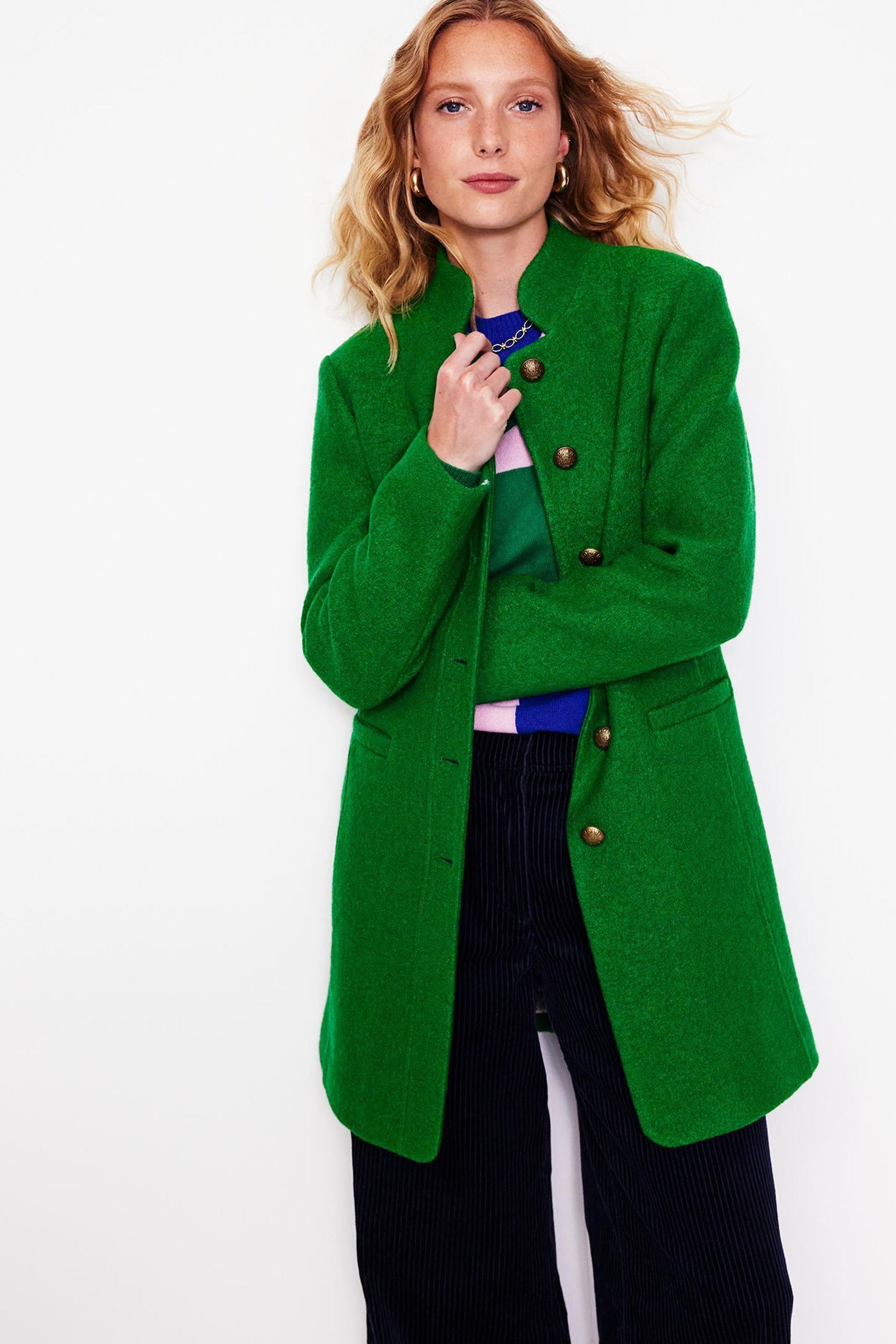 Boden Green Hamilton Textured Coat 8 Womens
