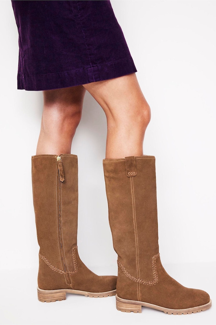 Boden Brown Flat Knee Boots - Image 1 of 4