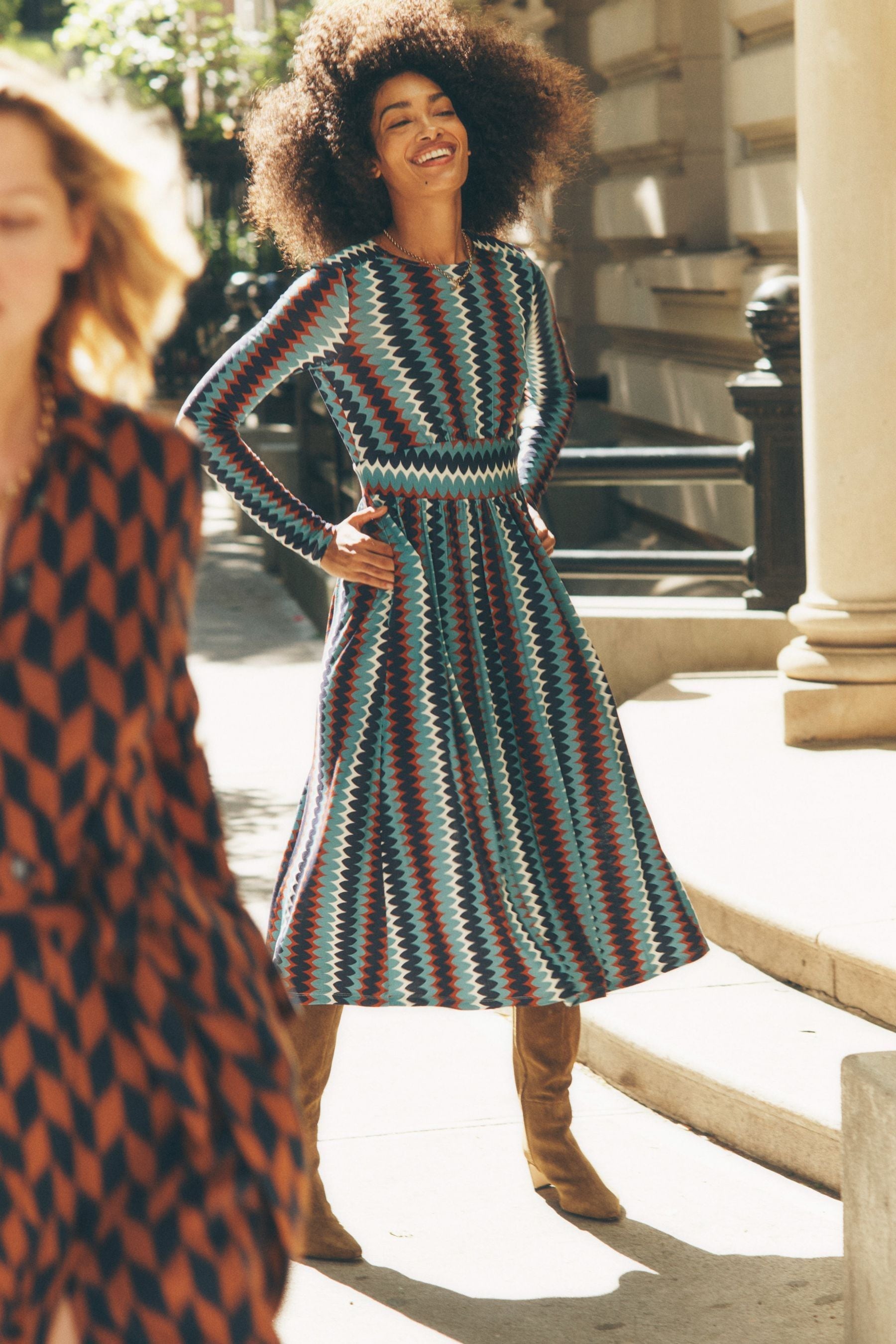 Buy Boden Blue Thea Long Sleeve Jersey Dress from Next Luxembourg