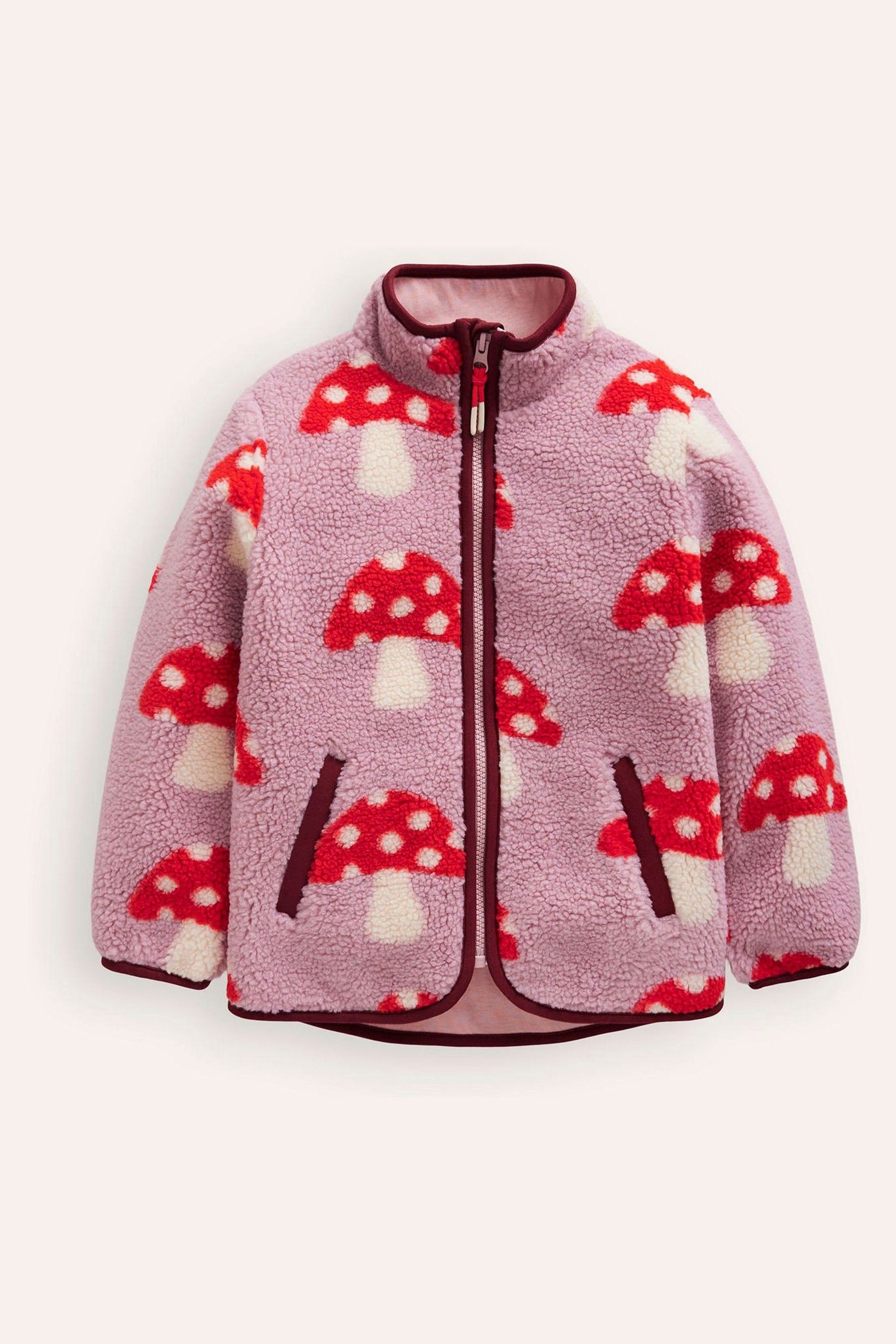 Buy Boden Pink Borg Zip Through Jacket from Next Luxembourg
