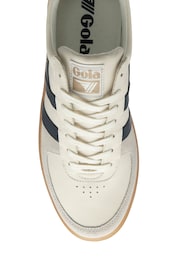 Gola White Mens Grandslam Elite Leather Lace-Up Trainers - Image 3 of 4