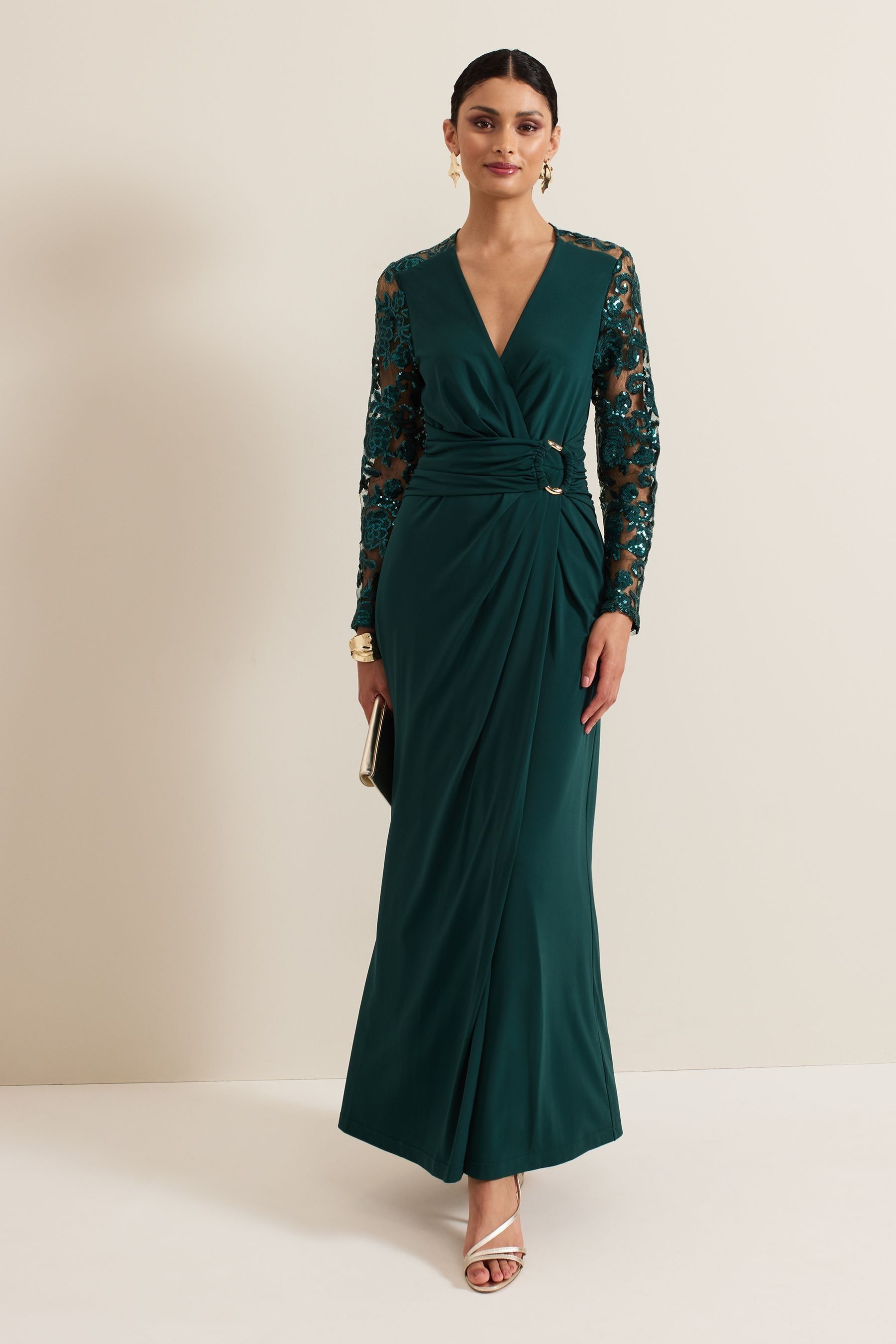 Phase Eight Green Ilona Sequin Maxi Dress