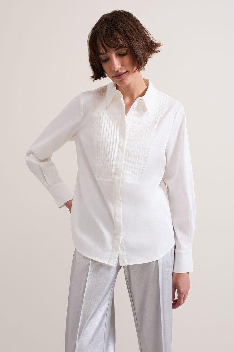 Phase Eight Cream Tiana Tuxedo Shirt - Image 1 of 7