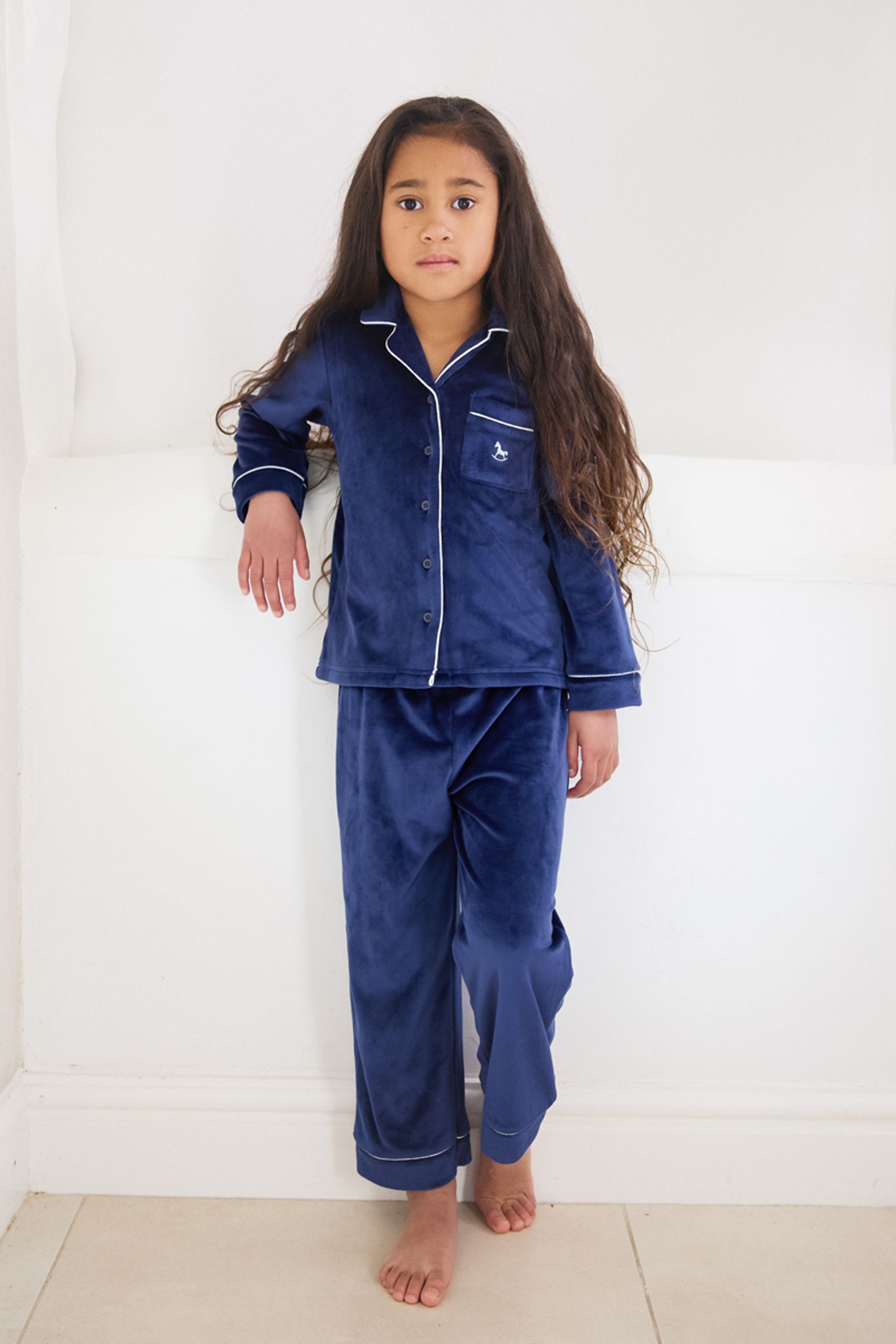 The Little Tailor Kids Luxury Soft Touch Velour Christmas Pyjamas