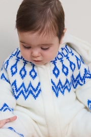 The Little Tailor Baby Blue Soft Knitted Lined Christmas Pramsuit - Image 2 of 2