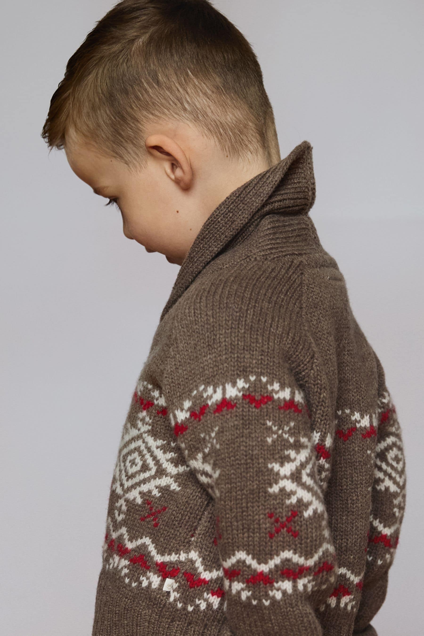 Buy The Little Tailor Kids Brown Aztec Chunky Knit Christmas Cardigan from the Next UK online shop