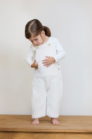 The Little Tailor Baby Cream Chunky Sherpa Fleece Dungarees and Bodysuit Set - Image 1 of 10