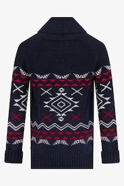 The Little Tailor  Brown Aztec Chunky Knit Christmas Cardigan - Image 4 of 6