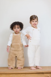 The Little Tailor Baby Cream Chunky Sherpa Fleece Dungarees and Bodysuit Set - Image 4 of 10