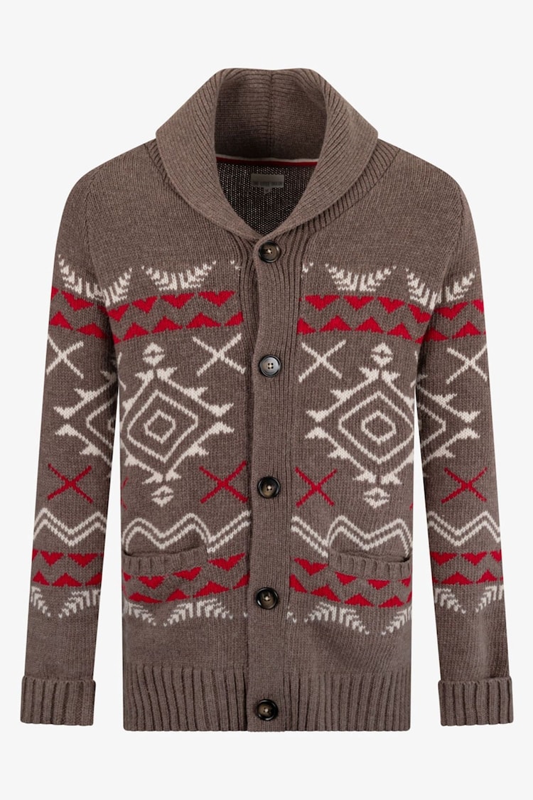 The Little Tailor  Brown Aztec Chunky Knit Christmas Cardigan - Image 1 of 4