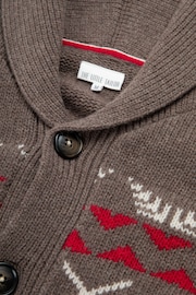 The Little Tailor  Brown Aztec Chunky Knit Christmas Cardigan - Image 3 of 4