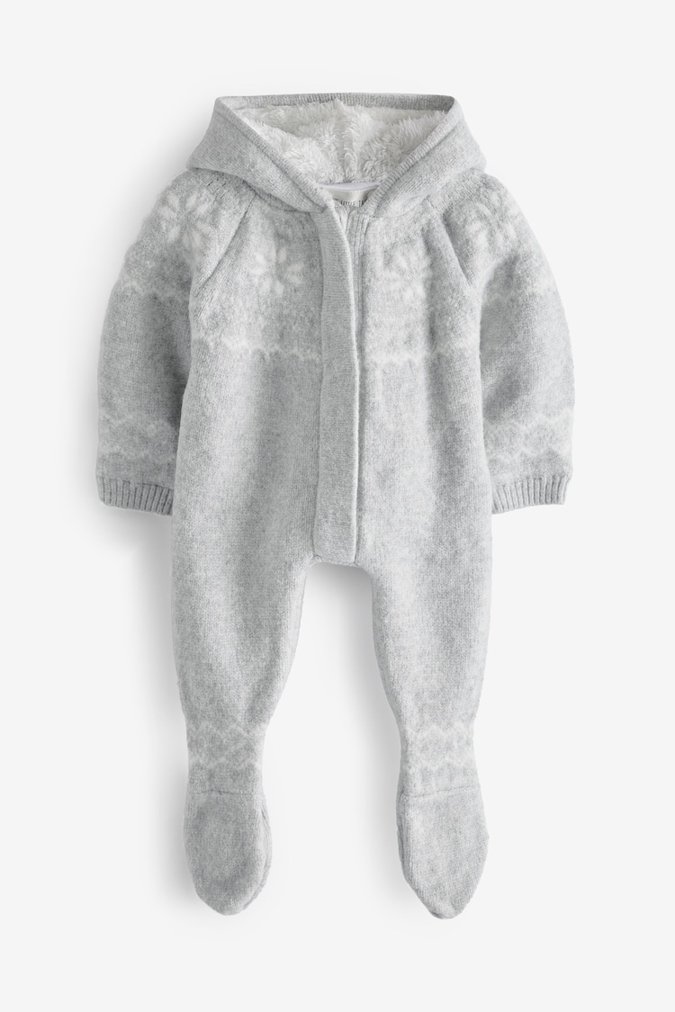 The Little Tailor Baby Soft Knitted Lined Christmas Pramsuit - Image 2 of 2