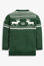 The Little Tailor Kids Green Christmas Reindeer Fairisle Jumper - Image 7 of 9