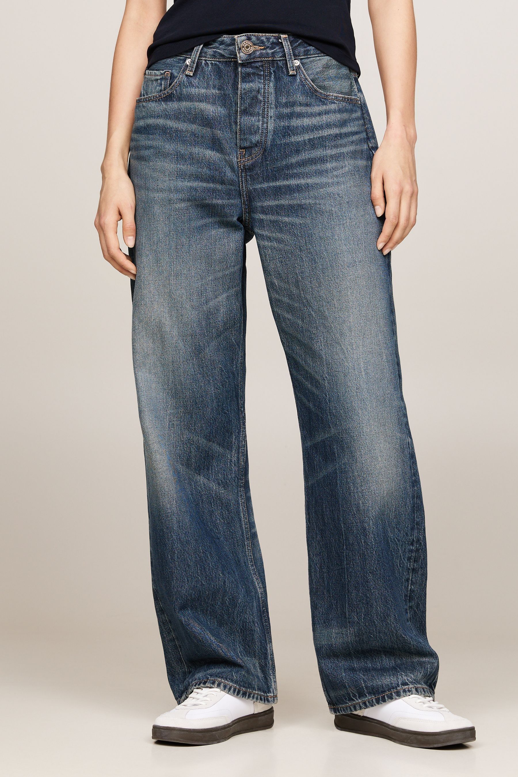 Tommy Hilfiger Blue Fit Straight Koa Mid Rise Loose Jeans Womens
