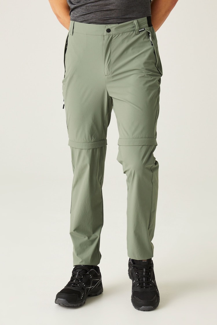 Regatta Green Mens Travel Light Zip Off Packaway Trousers - Image 1 of 9