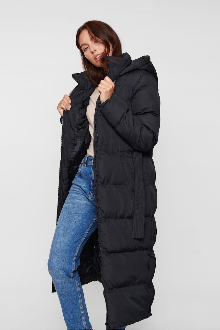 Threadbare Black Longline Puffer Jacket - Image 1 of 4