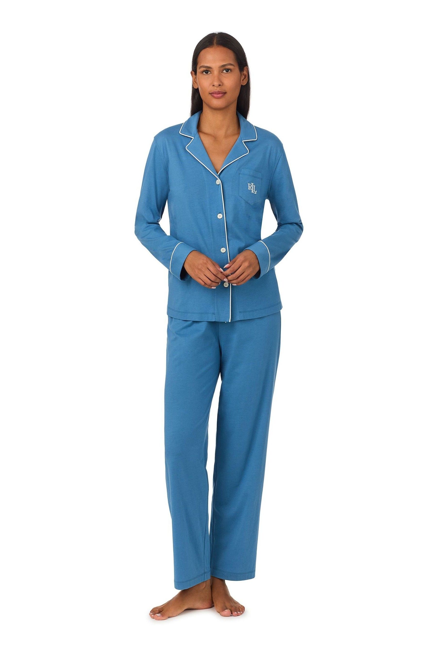 Lauren Ralph Lauren Blue Hammond Knits Notch Collar Pyjamas XL Womens