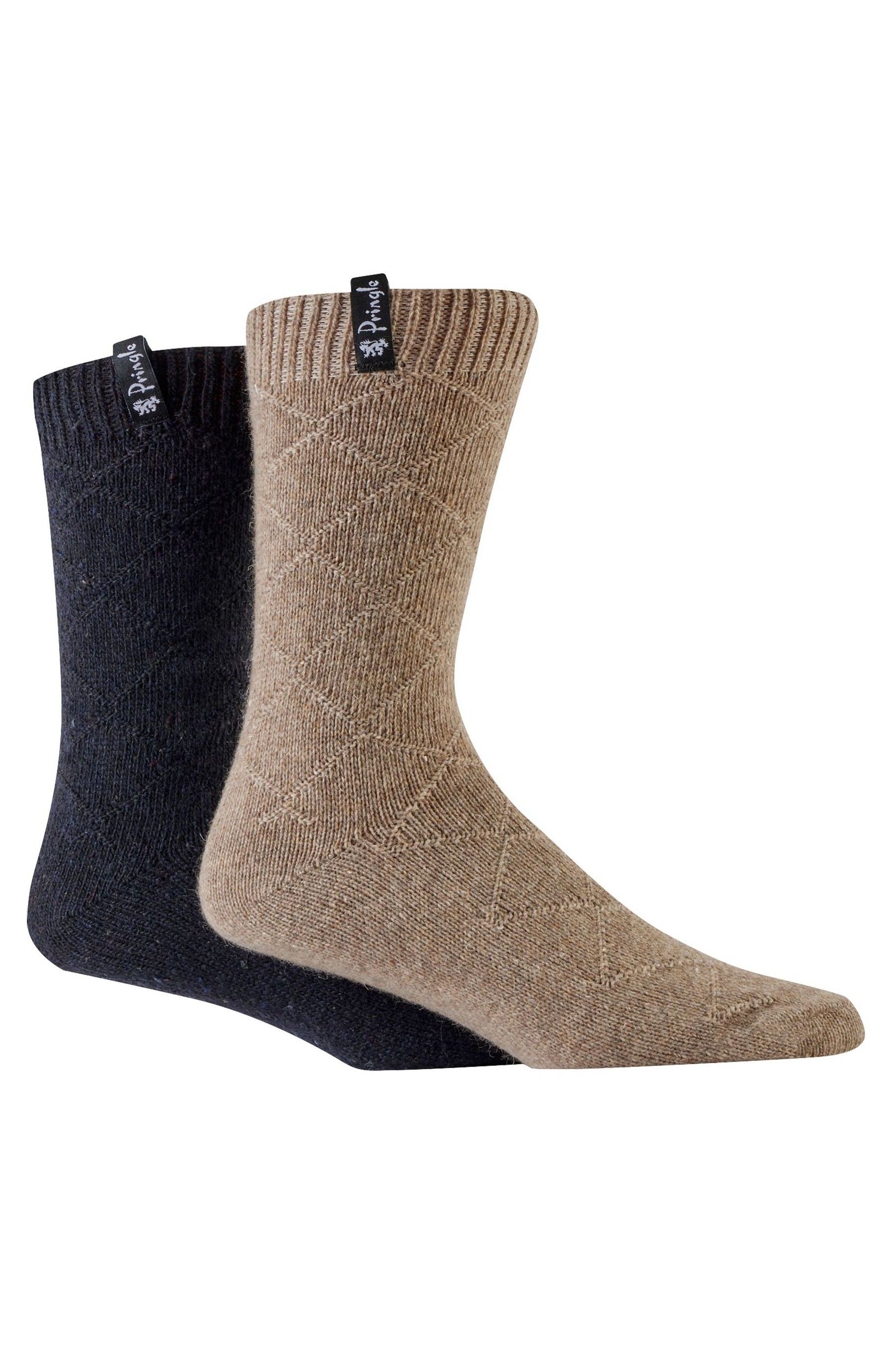 Buy Pringle Blue Textured Knit Boot Socks 2 pack from the Next UK online shop